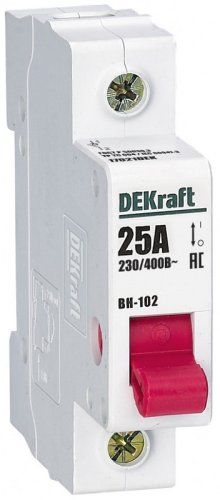 Выключатель нагрузки (мини-рубильник) DeKraft ВН-102 1п 25А тип AC картинка